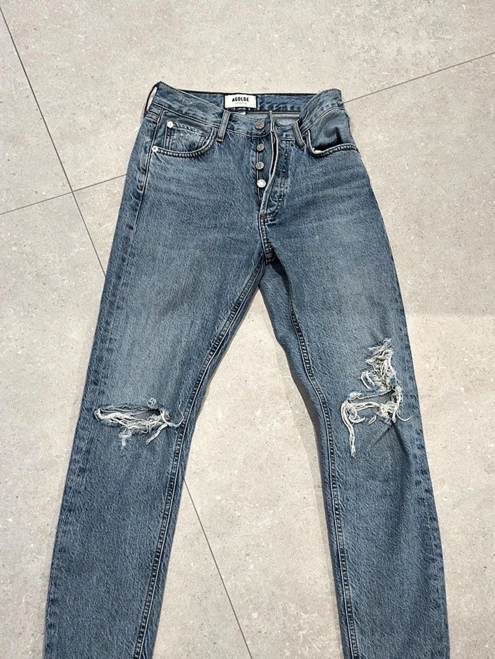 AGOLDE Riley High Rise Straight Crop Jeans Blue Waist 23